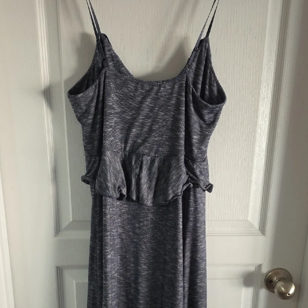 Gray Ruffle-Front Spaghetti-Strap Maxi Dress - Picture 3 of 3
